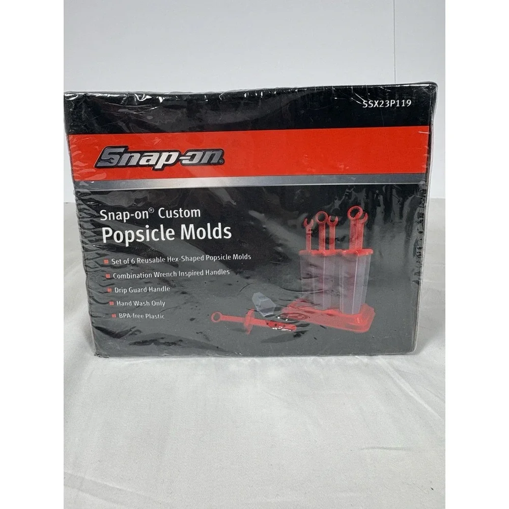Snap-on Tools Popsicle Mold Set Red 6 Tool Shaped Ice Pop Molds Made in USA